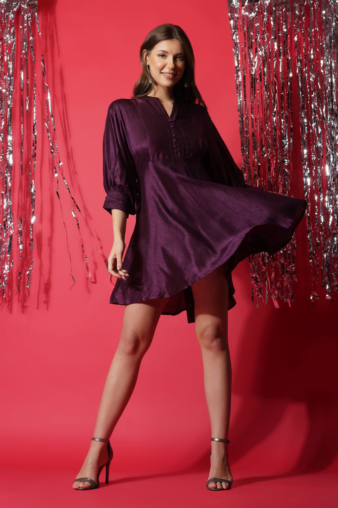 Boysenberry Purple Short Party Dress-Party Edit-The Kapas