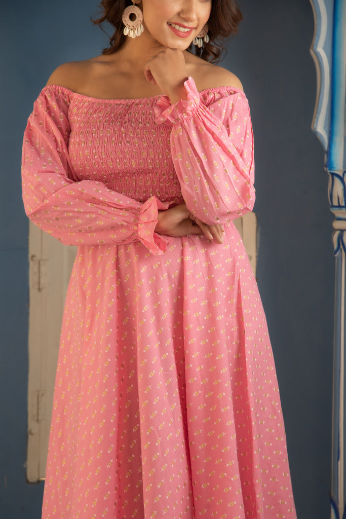 Taffy Pink Off-Shoulder Multi Style Dress-Dress-The Kapas
